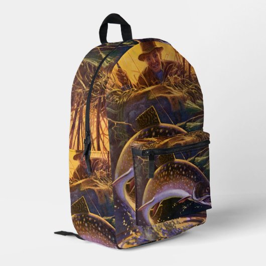  beekforel vis visser, sport Gevist Bedrukte Rugzak (Achterkant Hoek Links)