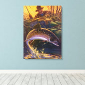 beekforel vis visser, sport Gevist Canvas Afdruk (Insitu (Houten vloer))