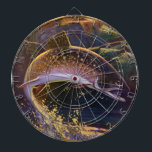 beekforel vis visser, sport Gevist Dartbord<br><div class="desc">Prachtig  illustratievisontwerp voor de visliefhebber met een visser die op beekforel vist in een lokale rivier.</div>