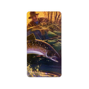 beekforel vis visser, sport Gevist Etiket