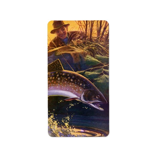  beekforel vis visser, sport Gevist Etiket (Voorkant)