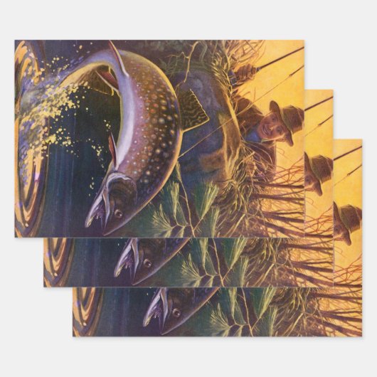 beekforel vis visser, sport Gevist Inpakpapier Vel (Set)