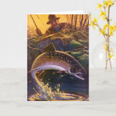  beekforel vis visser, sport Gevist Kaart (Gele Bloem)