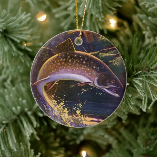  beekforel vis visser, sport Gevist Keramisch Ornament (Boom)