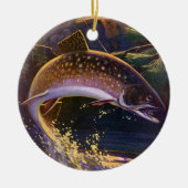  beekforel vis visser, sport Gevist Keramisch Ornament (Voorkant)