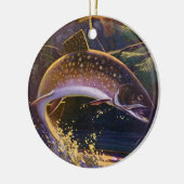  beekforel vis visser, sport Gevist Keramisch Ornament (Links)