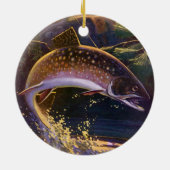  beekforel vis visser, sport Gevist Keramisch Ornament (Achterkant)