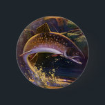beekforel vis visser, sport Gevist Ronde Button 5,7 Cm<br><div class="desc">Prachtig  illustratievisontwerp voor de visliefhebber met een visser die op beekforel vist in een lokale rivier.</div>