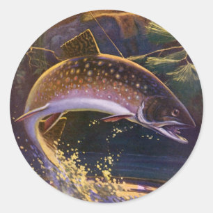 Beekforel Visser, Vintage Sportvissen Ronde Sticker