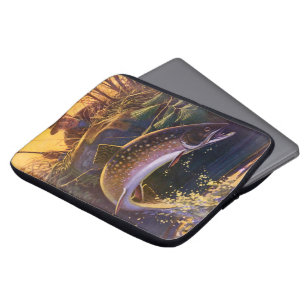 Beekforel Visser, Vintage Sportvisserij Laptop Sleeve