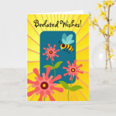 Beelated Birthday Wishes with Bee and Flowers Kaart (Gele Bloem)