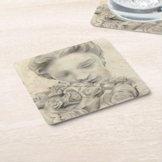 beeld in de tuin I Kartonnen Onderzetters (Schuin)