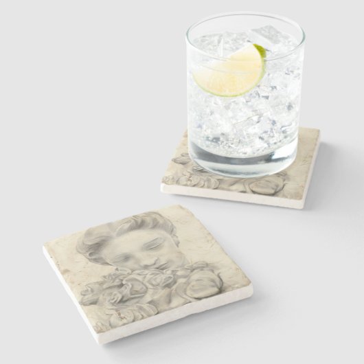 beeld in de tuin I Stenen Onderzetter (Zijkant)