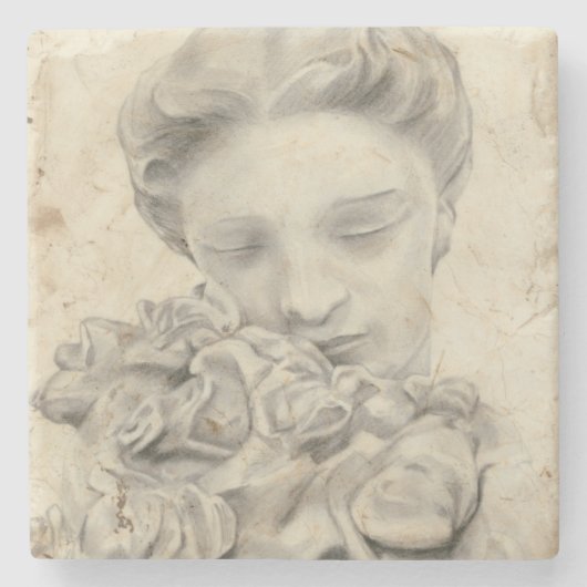 beeld in de tuin I Stenen Onderzetter (Voorkant)