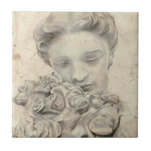 beeld in de tuin I Tegeltje