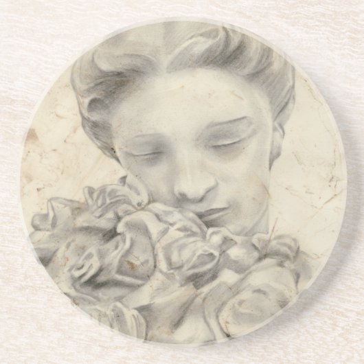 beeld in de tuin I Zandsteen Onderzetter (Voorkant)