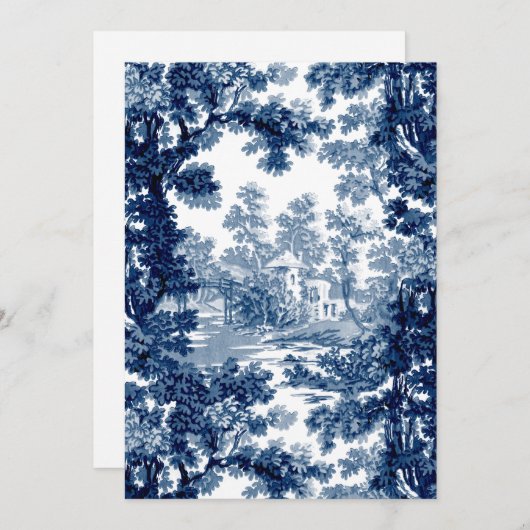 beeld in het landschap Toile-Blue en White Bedankkaart (Voorkant / Achterkant)