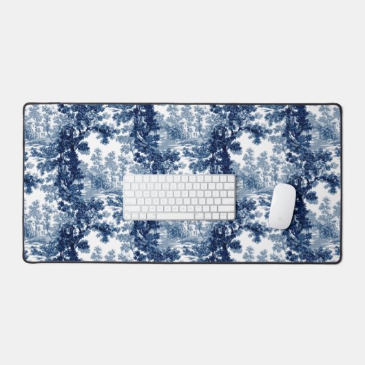 beeld in het landschap Toile-Blue en White Bureaumat (Keyboard & Muis)