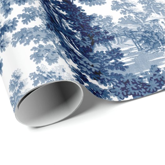 beeld in het landschap Toile-Blue en White Cadeaupapier (Rol Hoek)