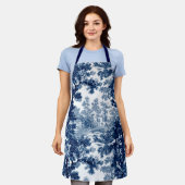  beeld in het landschap Toile-Blue en White Schort (Gedragen)