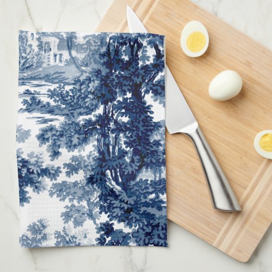 beeld in het landschap Toile-Blue en White Theedoek (Quarter Fold)