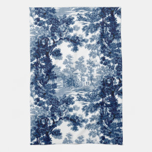 beeld in het landschap Toile-Blue en White Theedoek