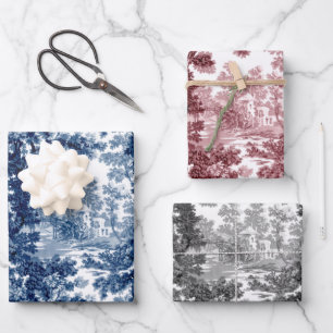  beeld in het landschap Toile-Blue, roze, zwart Inpakpapier Vel