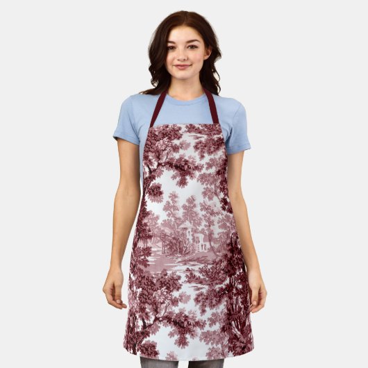  beeld in het landschap Toile-Roze & White Schort (Gedragen)