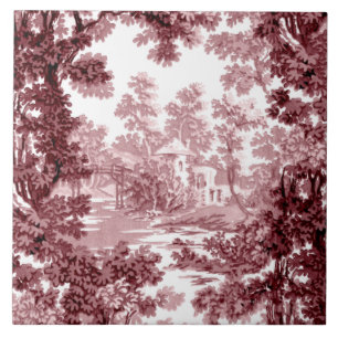  beeld in het landschap Toile-Roze & White Tegeltje