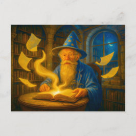 Beeld lezen van spreukboek in olieverfschilderij feestdagenkaart