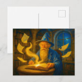 Beeld lezen van spreukboek in olieverfschilderij feestdagenkaart (Voorkant / Achterkant)