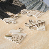 Beeld met glazen koepel op het gebouw van de Kunst Legpuzzel (Zijkant)