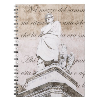 beeld van dante Allighieri met de goddelijke humor Notitieboek