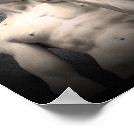 Beeld van David met een Golden Kettlebell Poster (Hoek)