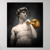 Beeld van David met een Golden Kettlebell Poster (Voorkant)