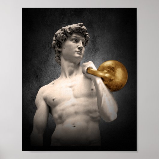 Beeld van David met een Golden Kettlebell Poster (Voorkant)