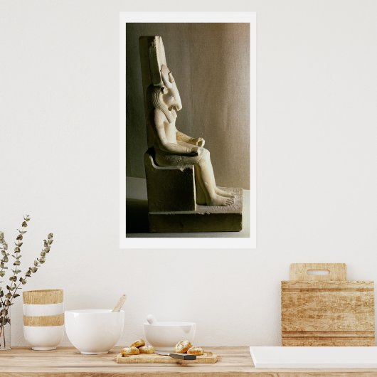 beeld van de god Montu met het hoofd van een stier Poster (Keuken)