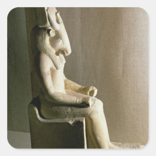 beeld van de god Montu met het hoofd van een stier Vierkante Sticker