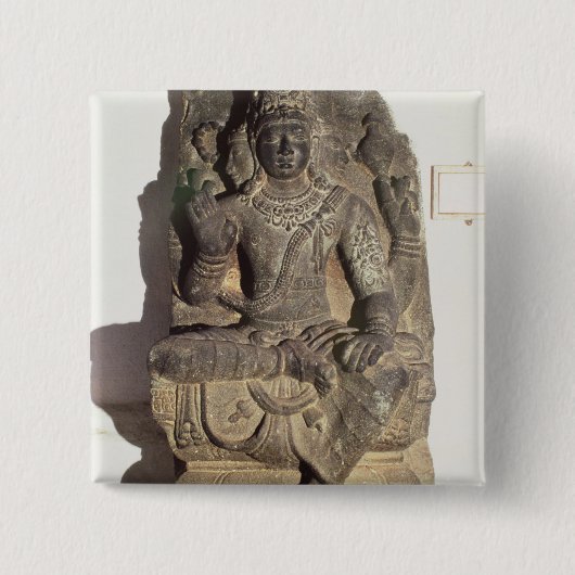 beeld van de Hindoe God Brahma Vierkante Button 5,1 Cm (Voorkant)