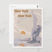  beeld van de reis van Liberty New York Briefkaart (Voorkant / Achterkant)