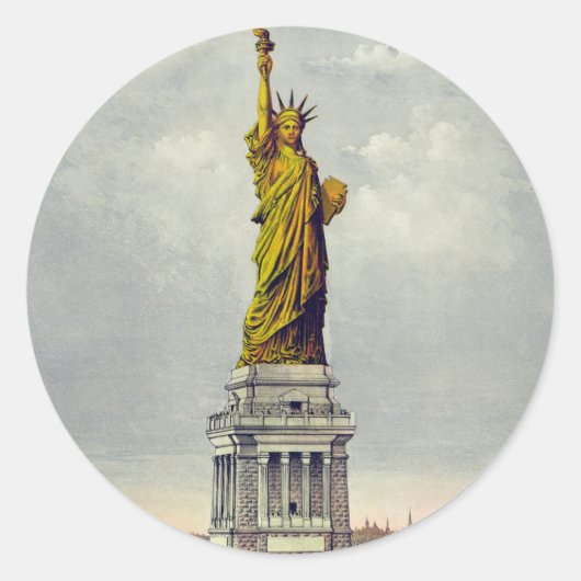 beeld van de reis van Liberty New York Ronde Sticker (Voorkant)