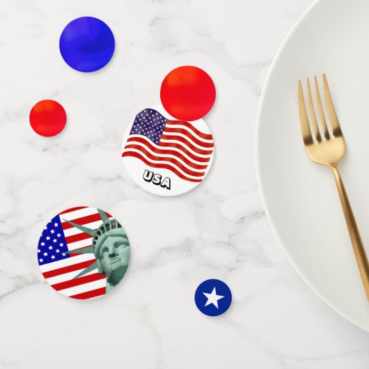 Beeld van de Vrijheid & Amerikaanse Vlag Confetti (Groep)