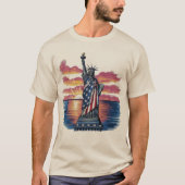 Beeld van de Vrijheid Amerikaanse Vlag T-shirt (Voorkant)