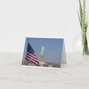 Beeld van de Vrijheid en Amerikaanse vlag Patriott Bedankkaart