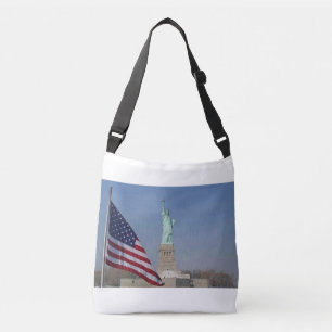 Beeld van de Vrijheid en Amerikaanse vlag Patriott Crossbody Tas