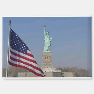 Beeld van de Vrijheid en Amerikaanse Vlag Patriott Magneet