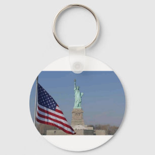 Beeld van de Vrijheid en Amerikaanse Vlag Patriott Sleutelhanger