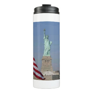 Beeld van de Vrijheid en Amerikaanse vlag Patriott Thermosbeker