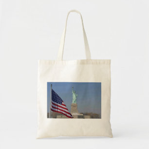Beeld van de Vrijheid en Amerikaanse vlag Patriott Tote Bag