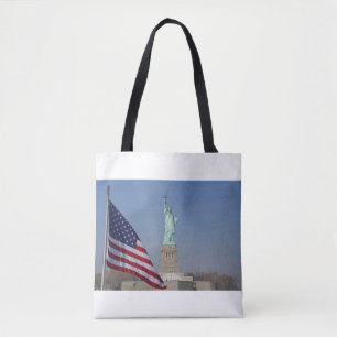 Beeld van de Vrijheid en Amerikaanse vlag Patriott Tote Bag